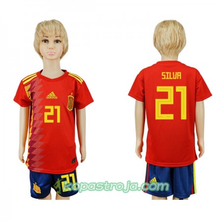 Billiga Fotbollströjor Spanien Silva 21 Barn WM 2018 Hemma tröja